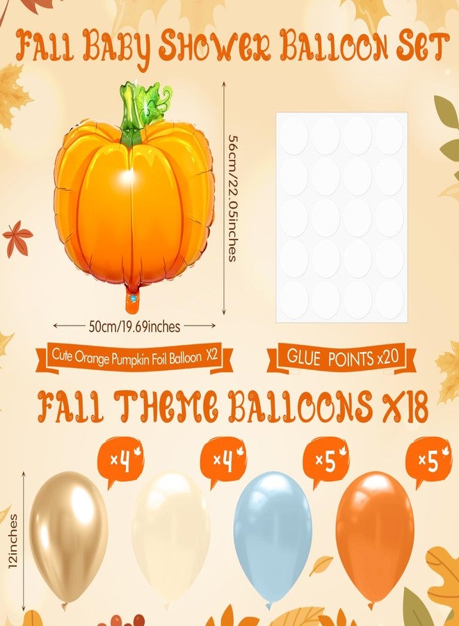 Seematn 2 Set Fall Balloon, Pumpkin Foil Balloons Stand Kit for Table Centerpiece for Baby Shower Thanksgiving Mid Autumn Birthday Wedding Party Decoration Beige, Gold, Burnt Orange, Blue - Image 2