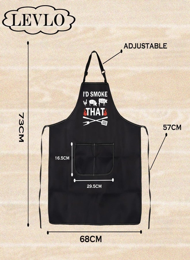 LEVLO Meat Smoker Apron Meat Pork Lover Gift I'd Smoke That Waterprof Apron For Dad (I'd Smoke That) - Image 2