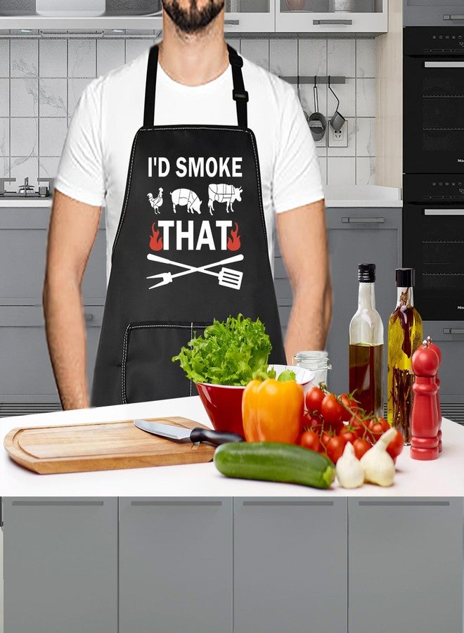 LEVLO Meat Smoker Apron Meat Pork Lover Gift I'd Smoke That Waterprof Apron For Dad (I'd Smoke That) - Image 5