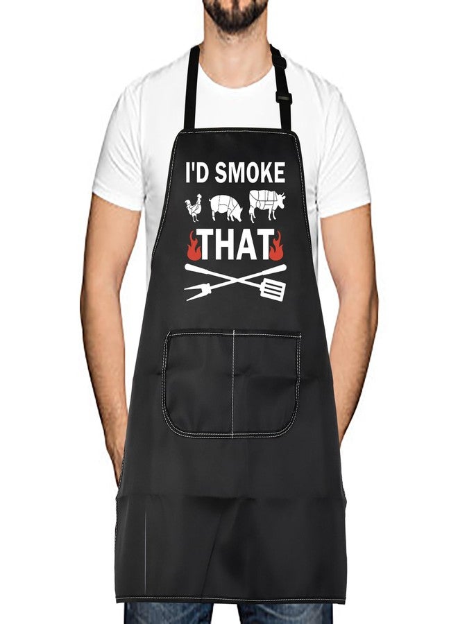 LEVLO Meat Smoker Apron Meat Pork Lover Gift I'd Smoke That Waterprof Apron For Dad (I'd Smoke That) - Image 1