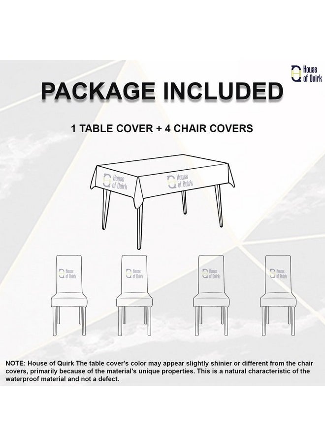 HOUSE OF QUIRK House of Quirk Dining Chair Cover with Table Covers for Kitchen Waterproof Dining Table Cloth (Black Prism, 1 Table Cover + 4 Chair Cover)  - Image 5