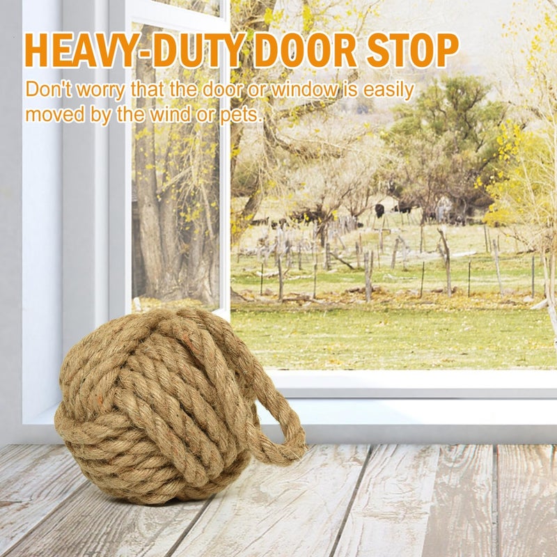 Monrocco Decorative Door Stoppers Rope Knot Nautical Weighted Decorative Door Stop, Heavy Duty Doorstopper Cute Doorstop for Window Wedge, Bookend 5.9 inch (Natural Jute) - Image 3