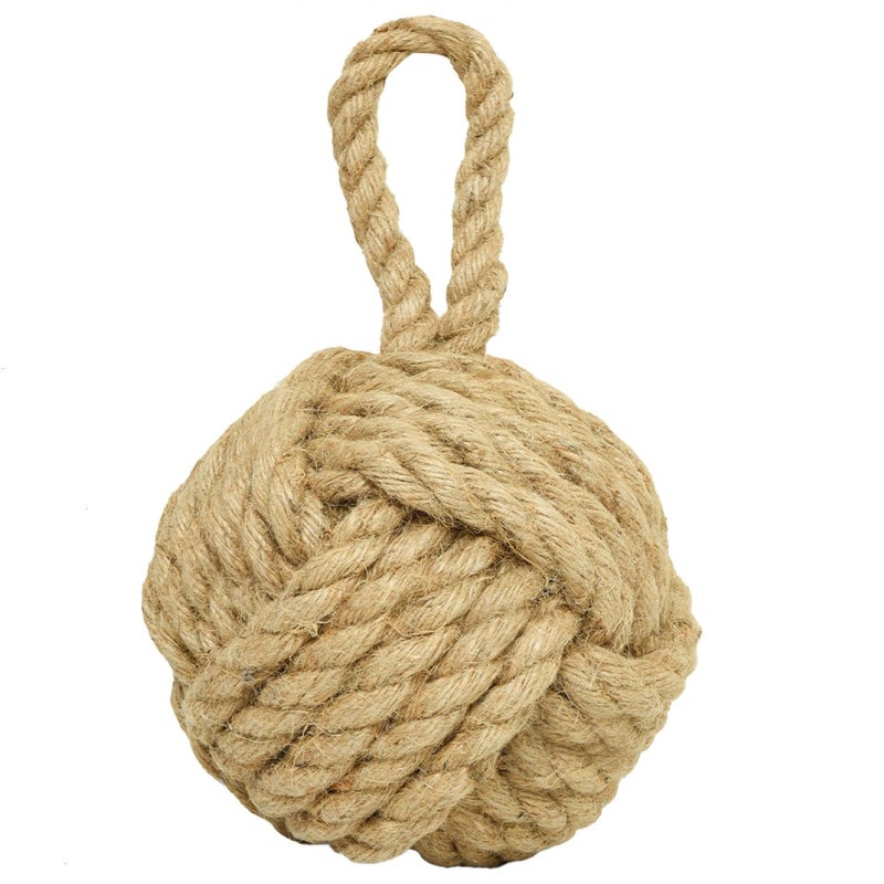 Monrocco Decorative Door Stoppers Rope Knot Nautical Weighted Decorative Door Stop, Heavy Duty Doorstopper Cute Doorstop for Window Wedge, Bookend 5.9 inch (Natural Jute) - Image 1