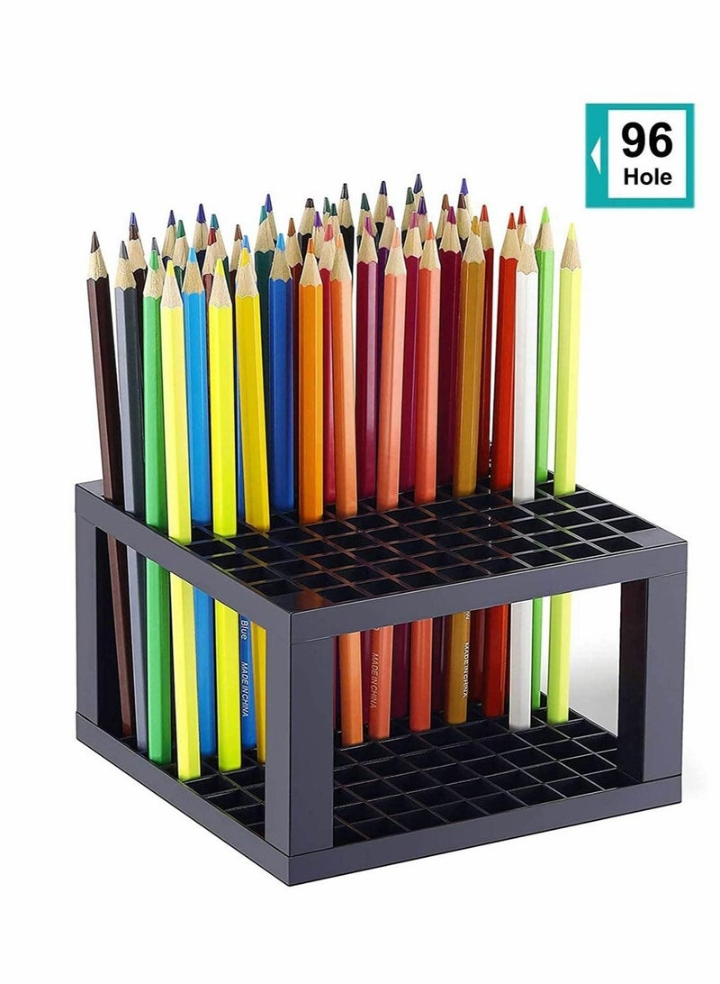 Excefore 2 Pack 96 Hole Pencil Brush Holders, Multi Bin Plastic Desk Stand Organizer Holding Rack for Pens, Paint Brushes, Colored Pencils, Gel Pens, Markers and Modeling Tools, Storage & Organizing Crate - Image 3
