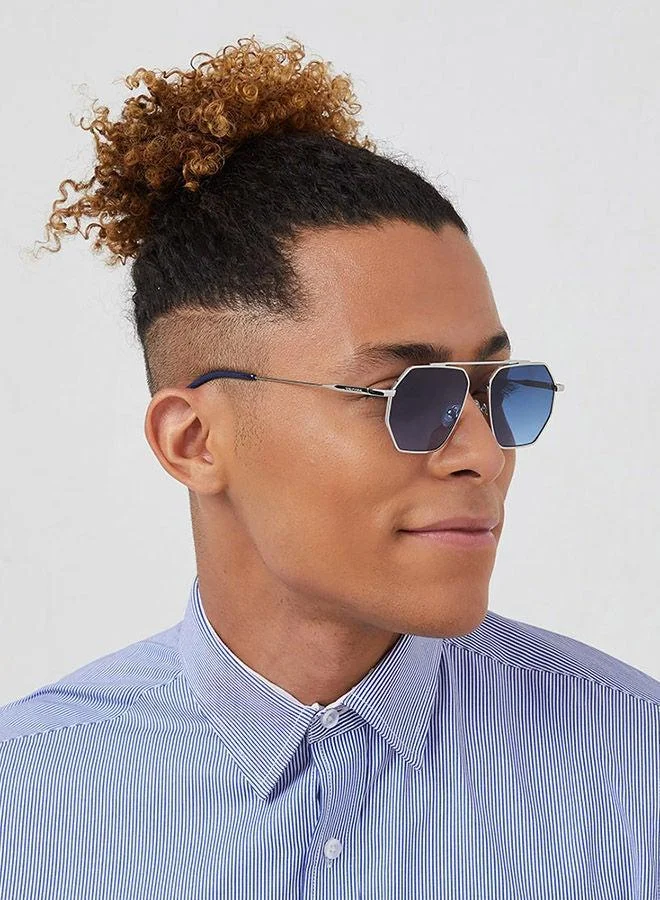 30Sundays 30Sundays HALCYON,Men Sunglasses, Geometric Sunglasses, UV Protection: UV400 (Silver,Blue)