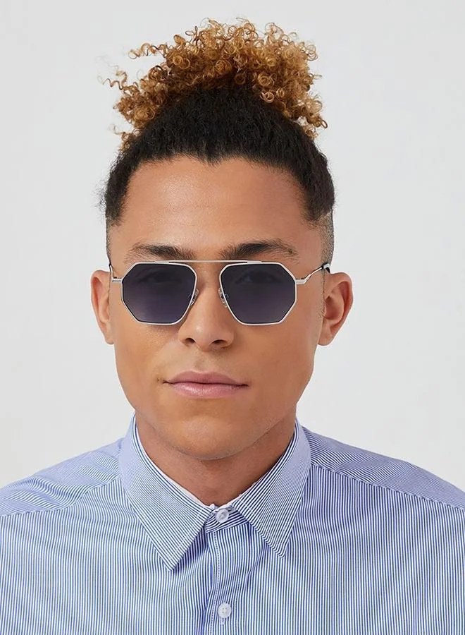 30Sundays 30Sundays HALCYON,Men Sunglasses, Geometric Sunglasses, UV Protection: UV400 (Silver,Blue)