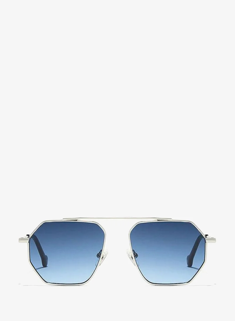 30Sundays 30Sundays HALCYON,Men Sunglasses, Geometric Sunglasses, UV Protection: UV400 (Silver,Blue)