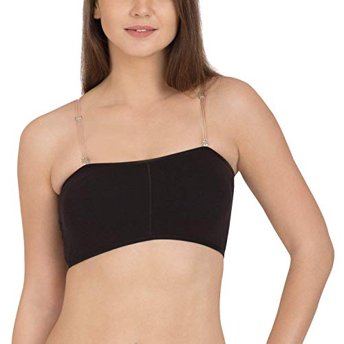 PLUMBURY Cotton Padded Tube Bra for Women, Size M to XL, Black - Image 1