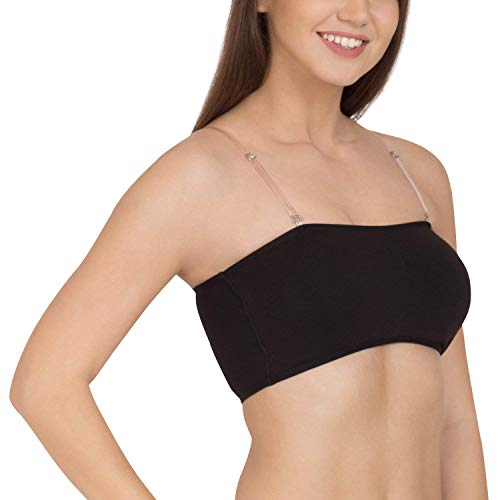PLUMBURY Cotton Padded Tube Bra for Women, Size M to XL, Black - Image 3