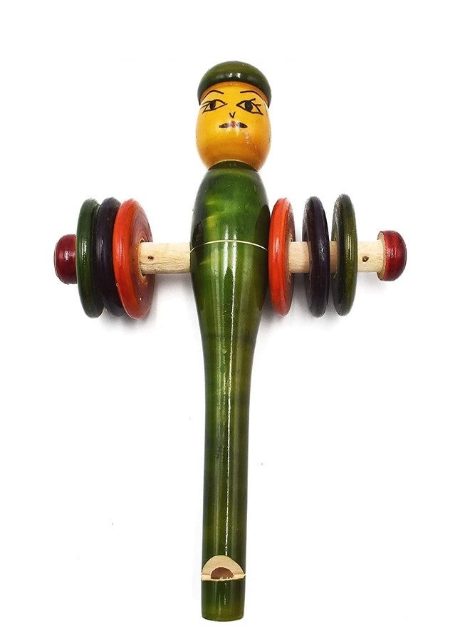 Funwood Games Handcrafted Channapatna Traditional Wooden Rattle and Ratchet Noisemaker Toy Combo for Kids (2-Piece Set) - Image 1