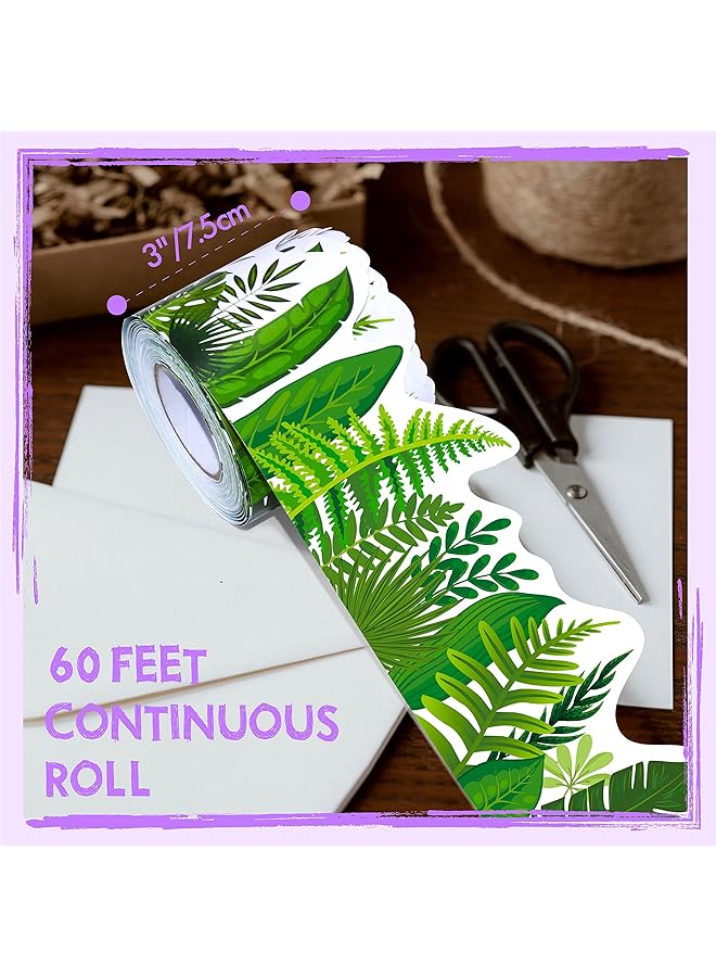 erorex 60 Feet Bulletin Board Borders Straight Rolled Border Trim With Tropical Leaves Patterns For School Classroom And Offices - Image 2