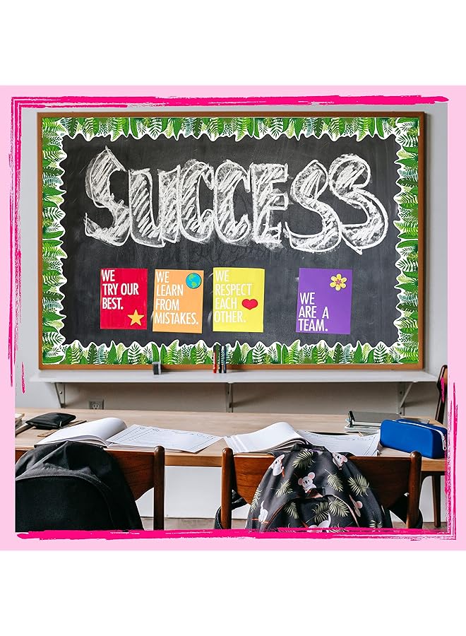 erorex 60 Feet Bulletin Board Borders Straight Rolled Border Trim With Tropical Leaves Patterns For School Classroom And Offices - Image 4