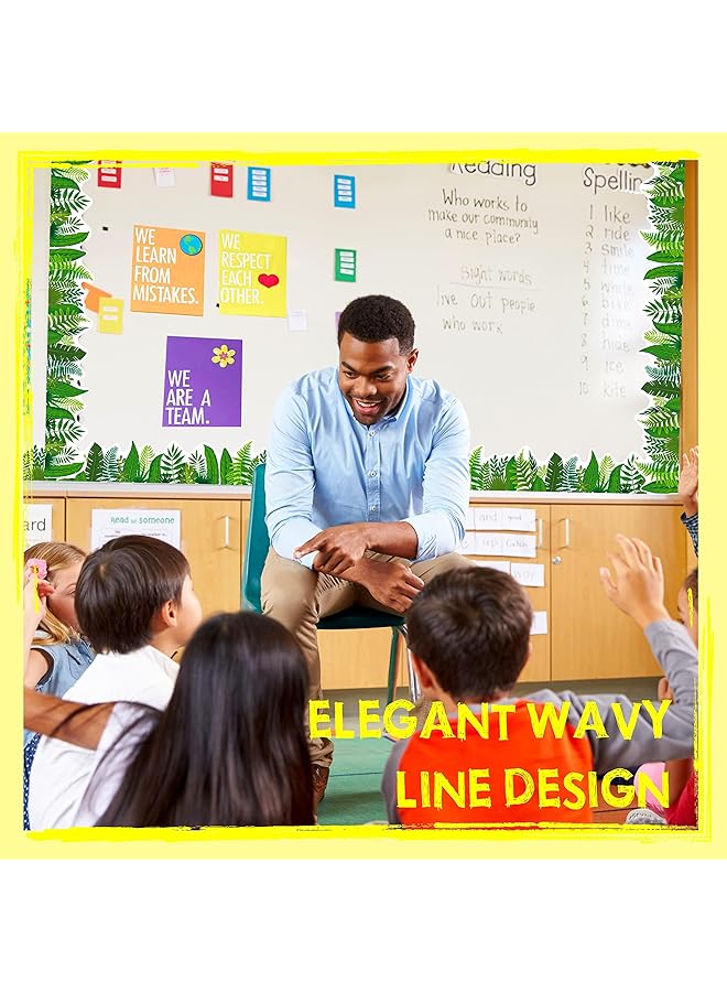 erorex 60 Feet Bulletin Board Borders Straight Rolled Border Trim With Tropical Leaves Patterns For School Classroom And Offices - Image 3