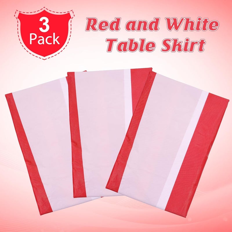 Pascliyna 3 Pack Carnival Table Skirt Party Decorations, Red and White Striped Table Skirts, Disposable Table Decorations for Concession Stand Carnival Circus Themed Party Supplies Decorations, 2.4 x 14 Ft - Image 3