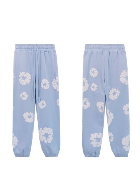Autumn Winter Couples Hoodie Sweatpants Set 8155 light blue