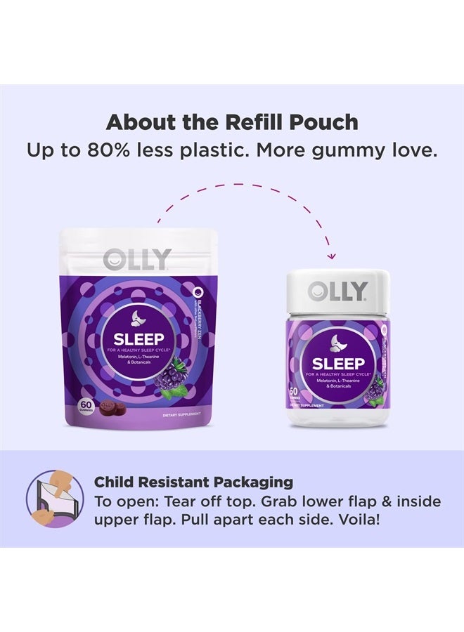 OLLY Sleep Gummy, Occasional Sleep Support, 3 mg Melatonin, L-Theanine, Chamomile, Lemon Balm, Sleep Aid, Blackberry - 60 Count  - Image 5