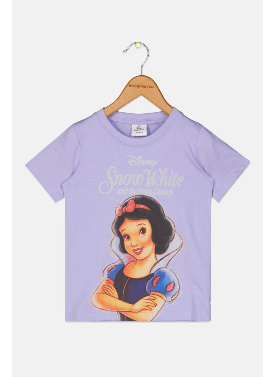 Disney Princess Toddlers Girl Crew Neck Short Sleeves Graphic Print T-Shirt, Lavender  - Image 1