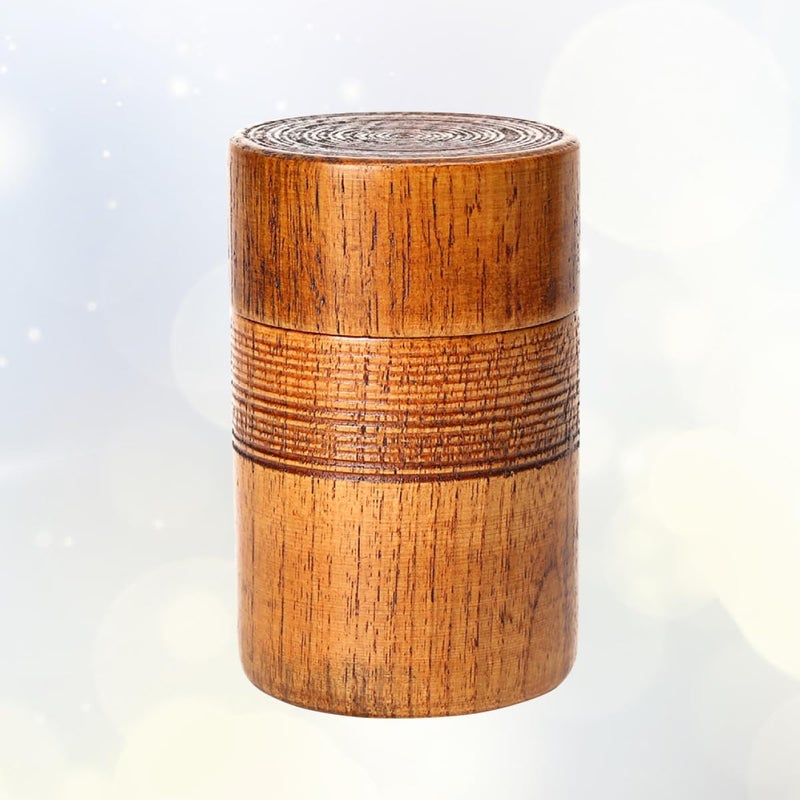 SHOWERORO Wooden Tea Canister with Airtight Seal Classical Chinese Style round Tea Storage Container with Lid for Home - Image 5