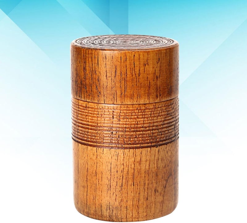 SHOWERORO Wooden Tea Canister with Airtight Seal Classical Chinese Style round Tea Storage Container with Lid for Home - Image 2