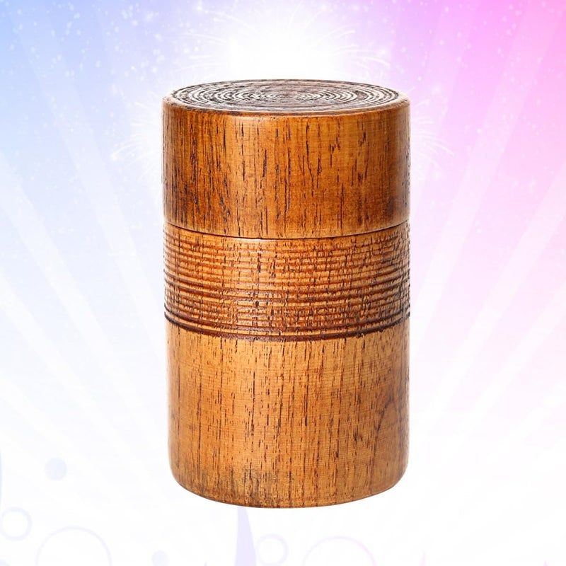 SHOWERORO Wooden Tea Canister with Airtight Seal Classical Chinese Style round Tea Storage Container with Lid for Home - Image 4