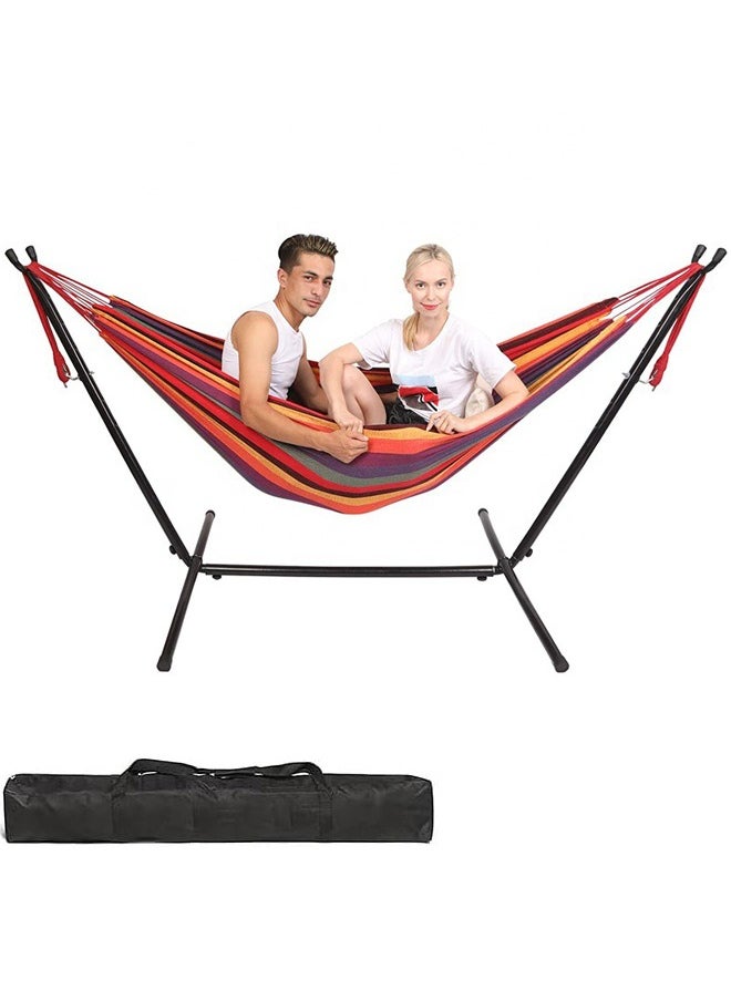 VUCATIN - Hammock with Stand Included Woven Cotton Hammock Chair Outdoor Swing with Frame and Travel Bag for Camping Backyard Outdoor Indoor Courtyard - Image 1