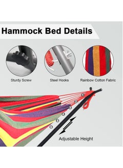 VUCATIN Hammock with Stand Included Woven Cotton Hammock Chair Outdoor Swing with Frame and Travel Bag for Camping Backyard Outdoor Indoor Courtyard  - Image 2