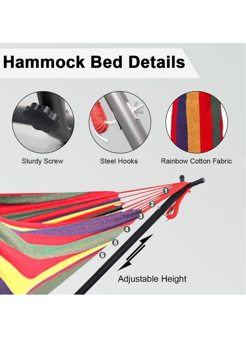 VUCATIN - Hammock with Stand Included Woven Cotton Hammock Chair Outdoor Swing with Frame and Travel Bag for Camping Backyard Outdoor Indoor Courtyard - Image 1