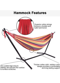VUCATIN Hammock with Stand Included Woven Cotton Hammock Chair Outdoor Swing with Frame and Travel Bag for Camping Backyard Outdoor Indoor Courtyard  - Image 4