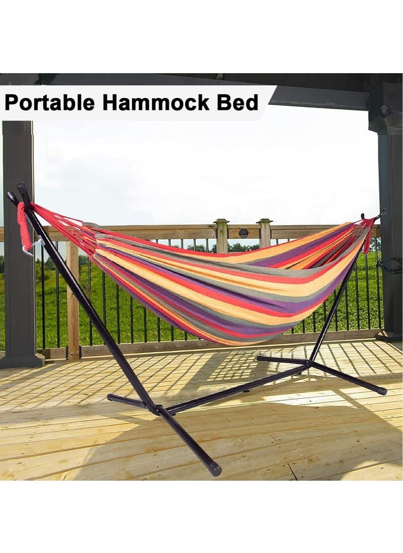 VUCATIN - Hammock with Stand Included Woven Cotton Hammock Chair Outdoor Swing with Frame and Travel Bag for Camping Backyard Outdoor Indoor Courtyard - Image 1