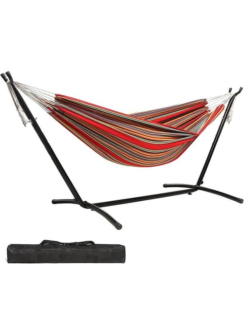 VUCATIN - Hammock with Stand Included Woven Cotton Hammock Chair Outdoor Swing with Frame and Travel Bag for Camping Backyard Outdoor Indoor Courtyard - Image 1