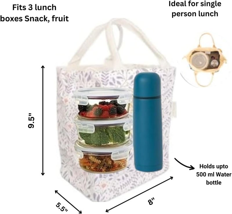earthsave Insulated Lunch Bag for Office Men & Women | Lunch Box Bag for Kids | Canvas Tiffin Bags for School | Drawstring Lunch Bag (Multicolor 3) (WinR2) - Image 1