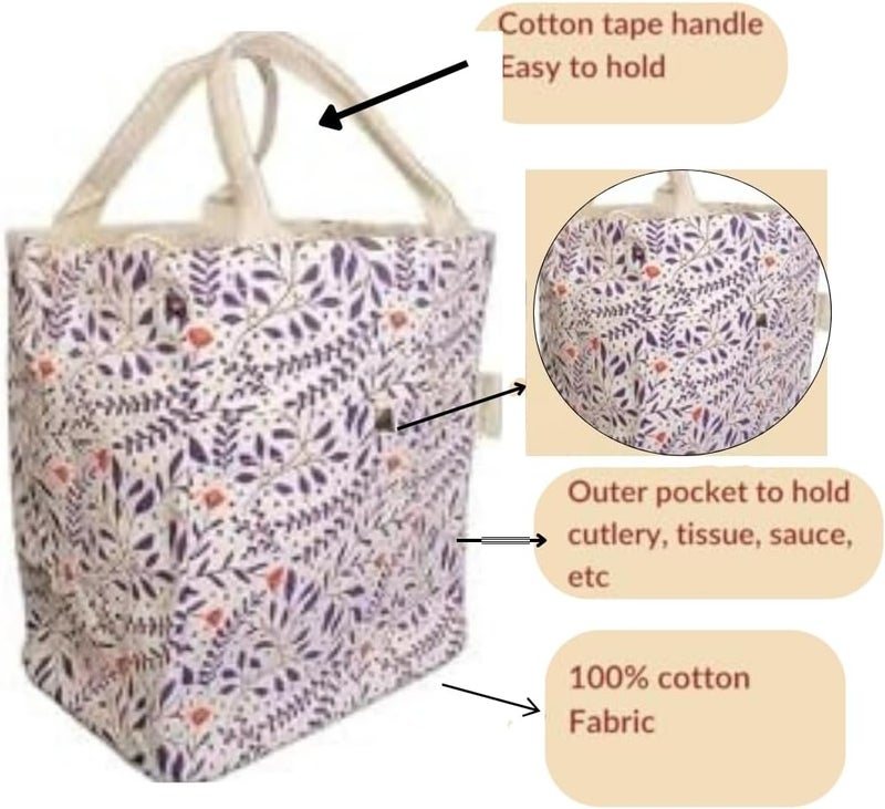 earthsave Insulated Lunch Bag for Office Men & Women | Lunch Box Bag for Kids | Canvas Tiffin Bags for School | Drawstring Lunch Bag (Multicolor 3) (WinR2) - Image 3