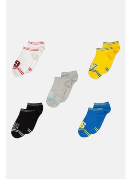 RBX Kids Boy 5 Pairs Brand Logo Ankle Socks, Multicolor  - Image 1