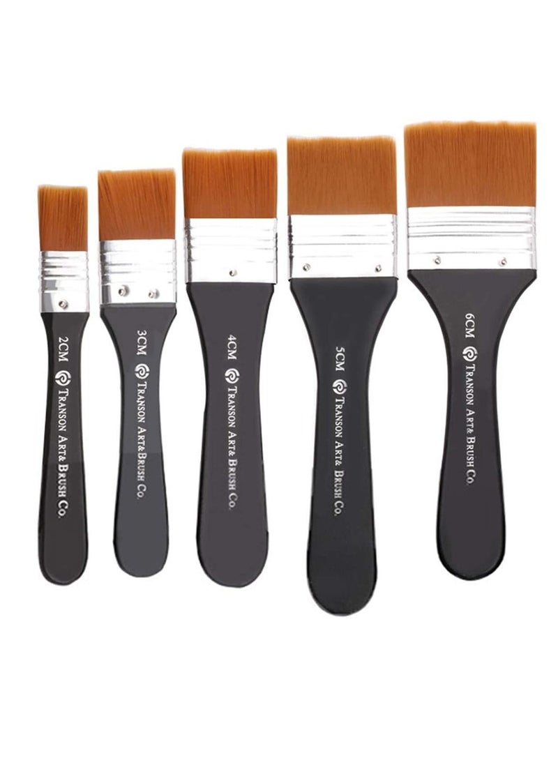Y&D Paint Brushes Set, 5 Piece Flat Brush Multi-Purpose Assorted Size Wall Brushes, Paintbrush, Artist for Home Barbecue Oil Painting and Furniture Paints  - Image 1