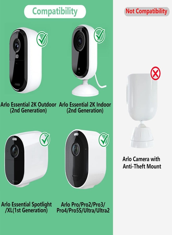 ALERTCAM - 2 Pack Adjustable Mount for Arlo Essential 2K Indoor Outdoor Camera (2nd Gen), Arlo Pro 5S/Pro 4/Pro 3/Pro 2/Pro/Arlo Ultra2/Ultra/Arlo Essential Spotlight, - Image 2