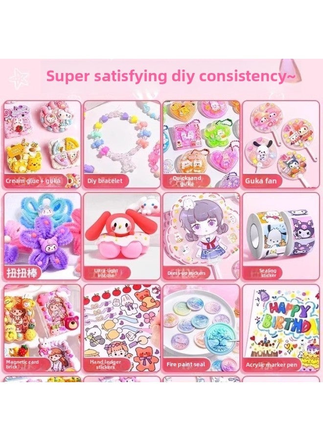 Weng Kai Girl Sticker Suit Cream Gel Goo Card Deluxe Edition Children's DIY Material Bag Cool Bone Cheap Toys-Colour:Cream Cuckoo Quicksand Set 287 Pieces [without Storage] - Image 3