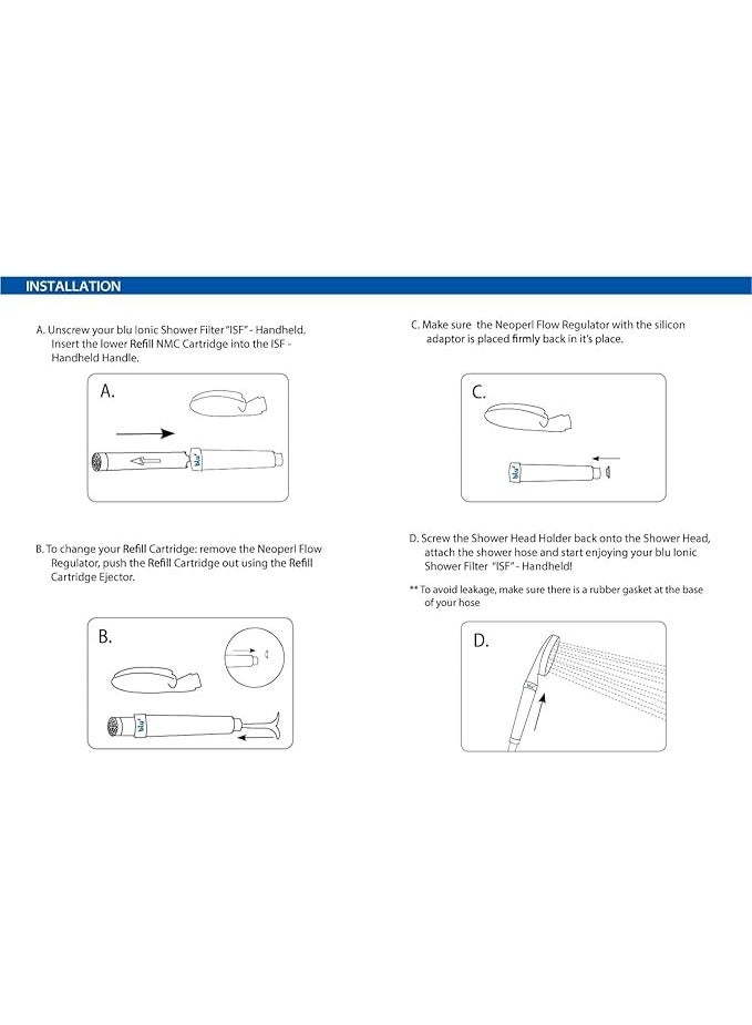 Blu خرطوشة إعادة تعبئة NMC لفلتر الدش الأيوني المحمول - تقنية الكتلة الجزيئية النانوية - حزمة كومبو (6 وحدات قيمة)  - Image 3