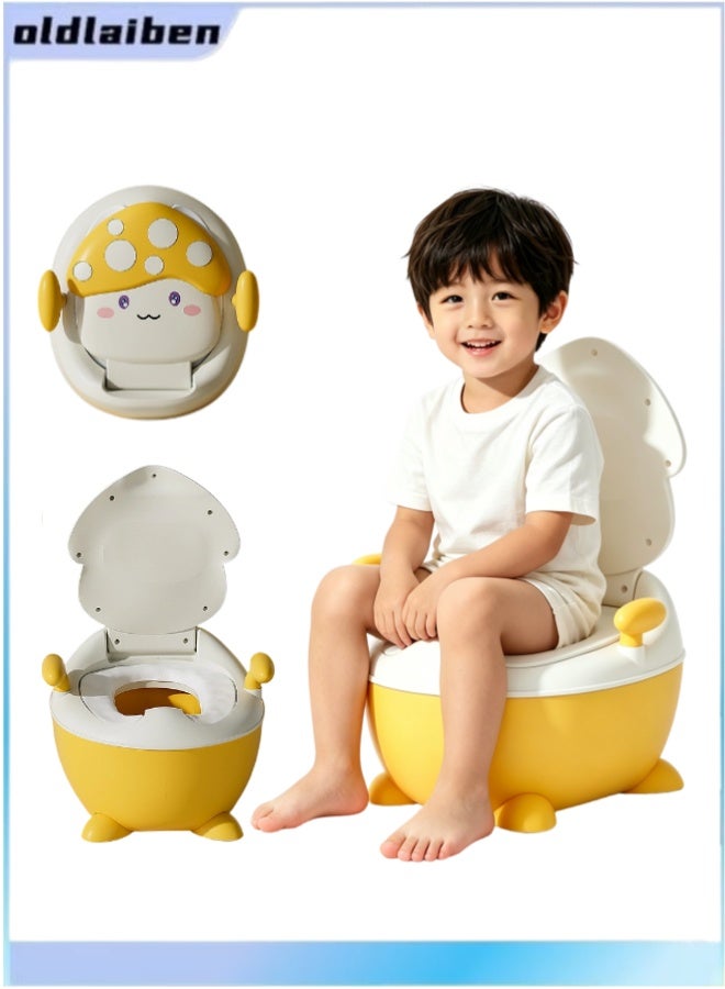 oldlaiben Potty Training Toilet, Toddler Potty Training Seat Potty Chair with Soft PVC Cushion Kids Potty Trainer Seat Baby Toilet Chair, Anti-Slip Base Easy-Clean Design (Yellow) - Image 1