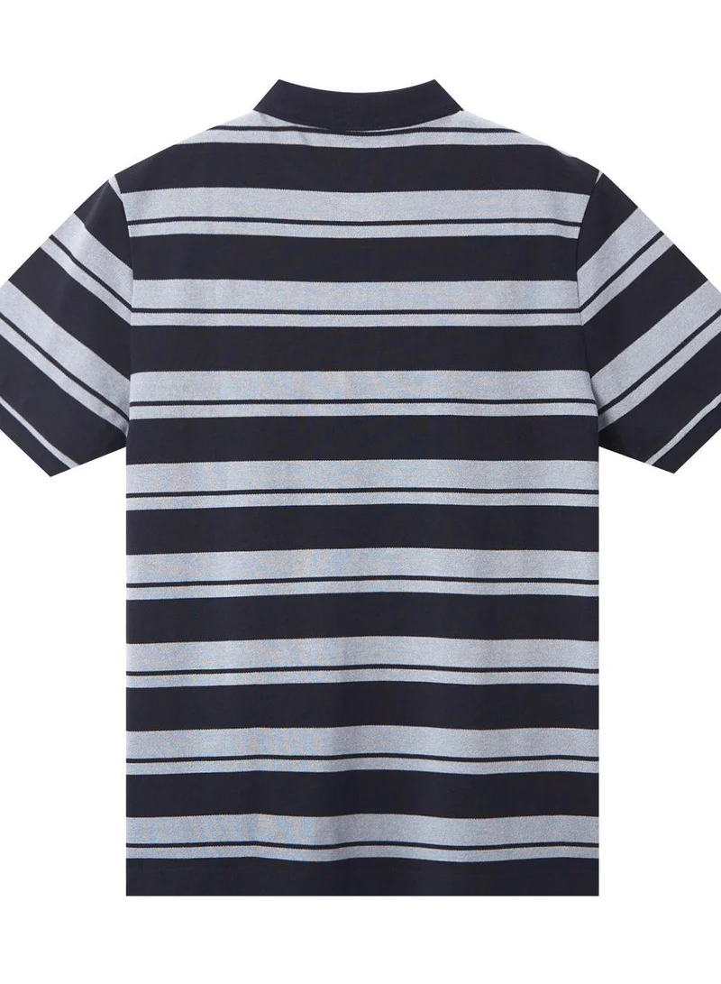 GIORDANO Men's Slim Fit Stripe Polo - Cotton Pique, Flat Knit Collar