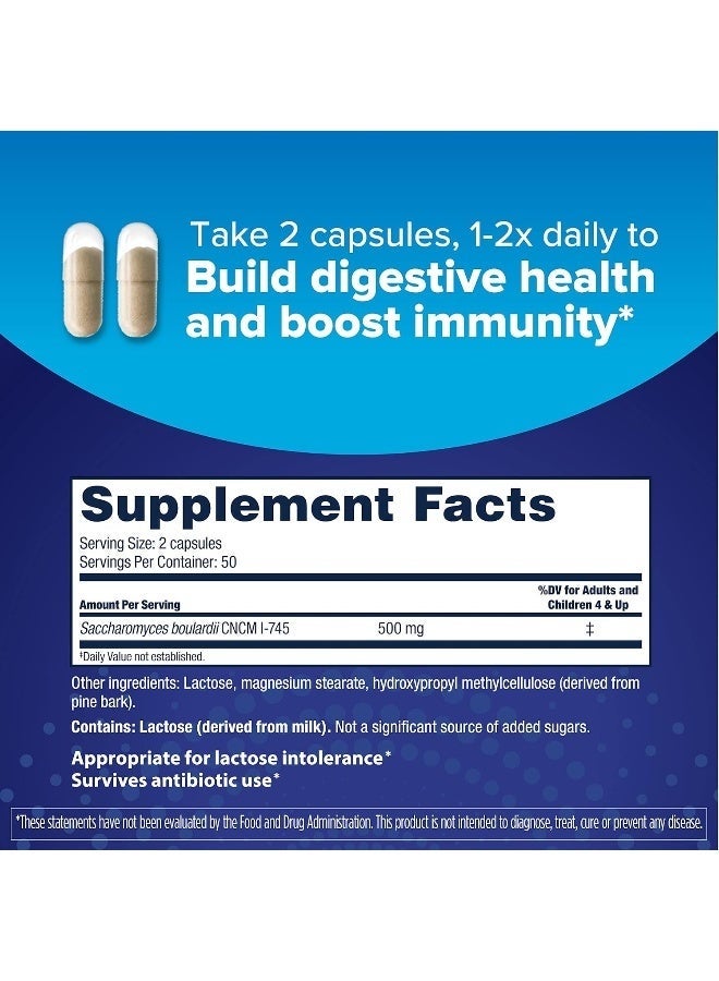 Florastor Probiotics for Digestive and Immune Health, 100 Capsules, Probiotics for Women & Men, Helps Flush Out Bad Bacteria, Boosts The Good with Our Unique Strain Saccharomyces Boulardii - Image 2