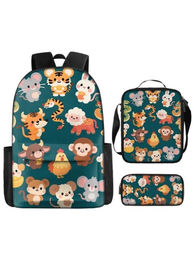 [Super new special offer] Cartoon theme bag three-piece set | double-shoulder + hand-held + storage pen bag | gift self-use good-looking - 610  - Image 2