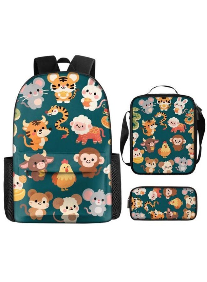 [Super new special offer] Cartoon theme bag three-piece set | double-shoulder + hand-held + storage pen bag | gift self-use good-looking - 610  - Image 1