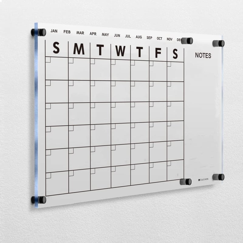 EL MOHANDES Acrylic Dry Erase Clear Acrylic Wall Calendar for Wall 23”x16“ White Board Calendar Home Office Calendar - Image 3