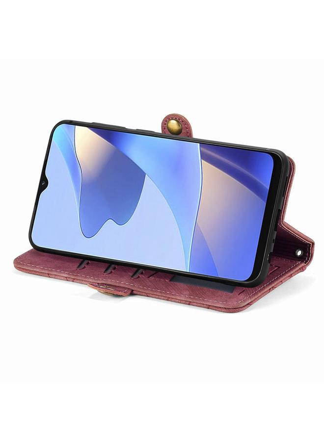 S-TOP Case For OPPO Reno6 Z Geometric Zipper Wallet Side Buckle Leather Phone Case - Image 4