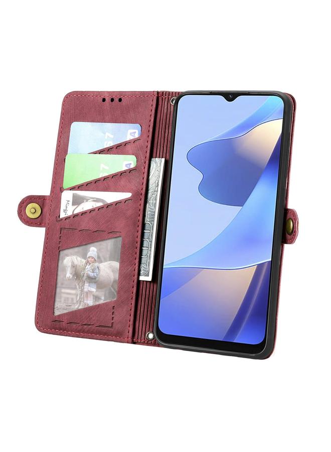 S-TOP Case For OPPO Reno6 Z Geometric Zipper Wallet Side Buckle Leather Phone Case - Image 3