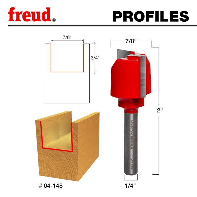 Freud Double Flute Straight Bit with Tico Hi-Density Carbide for Maximum Performance - 7/8" Diameter, 1/4" Shank Dia., 3/4" Height, 2" Length - 04-148 - Image 2