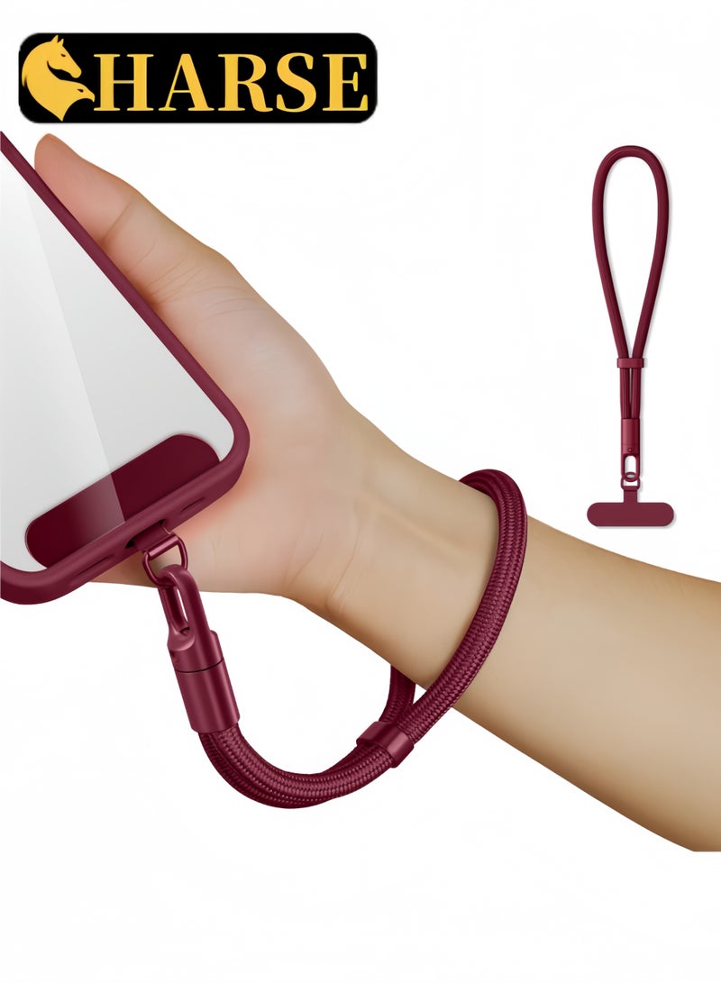 Harse Universal Phone Hand Wrist Strap Lanyard – Multifunctional Anti-Loss Wrist Strap Holder for Smartphones (Burgundy) - Image 1