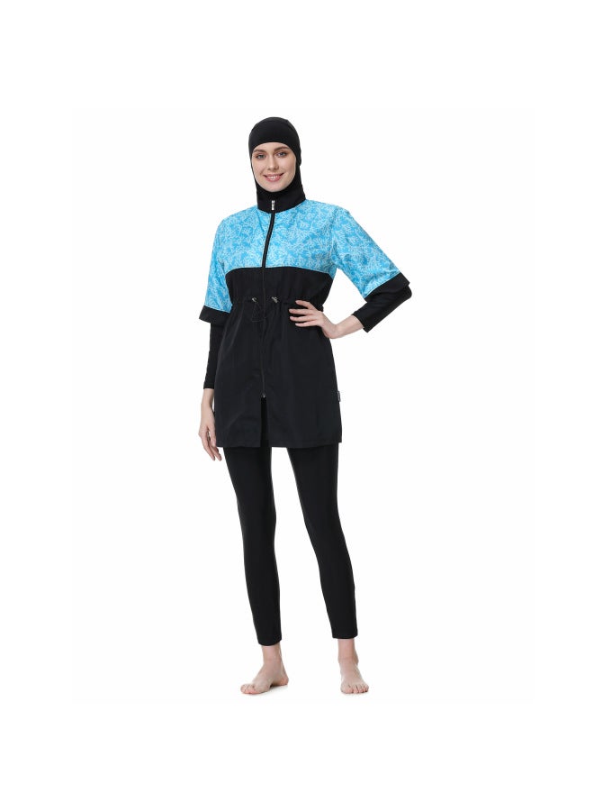 Generic New Large Size Conservative Women's Swimsuit Hooded Drawstring Waist Top + Coat + Pants Three-piece Swimsuit Women