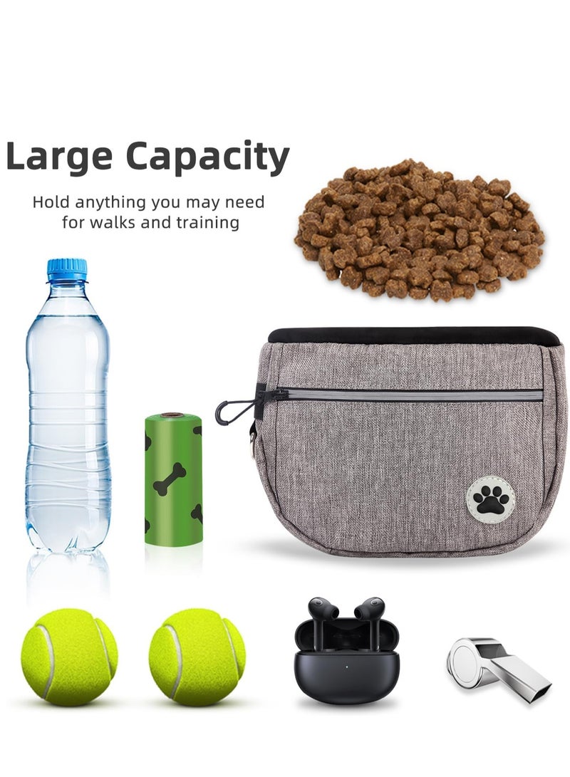 SYOSI Dog Treat Pouch Bag with Retractable Dog Leash, Pet Training Waist Bag, Hand-Free Dog Walking Bag With Waist Belt, Dog Treat Bag for Medium and Large Dogs Training Walking Travel (Gray)  - Image 3