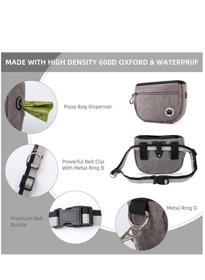SYOSI Dog Treat Pouch Bag with Retractable Dog Leash, Pet Training Waist Bag, Hand-Free Dog Walking Bag With Waist Belt, Dog Treat Bag for Medium and Large Dogs Training Walking Travel (Gray)  - Image 5